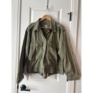 Tiny Anthropologie Olive Green Herringbone Military Jacket - L